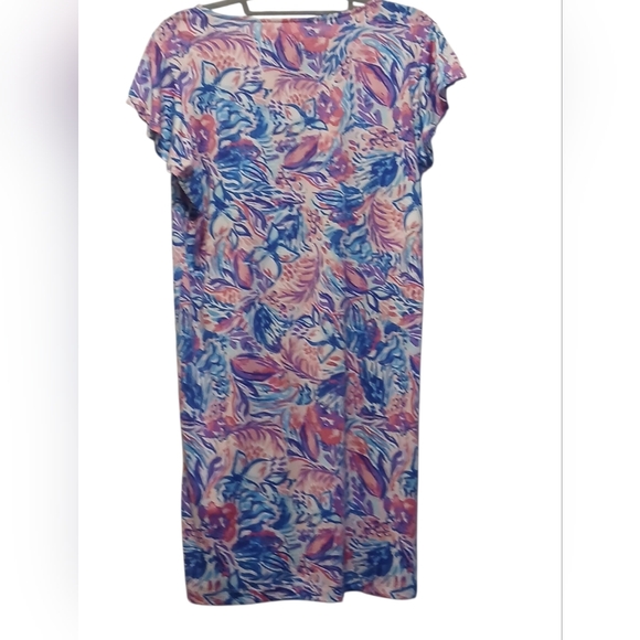 Island Collection - NWOT  Multi Colored Floral Dress, Tie At Neck, Flutter... - Picture 6 of 9